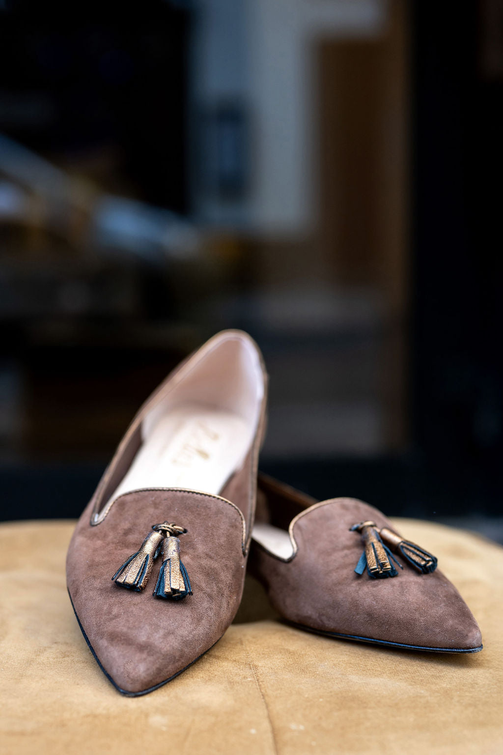 Cacao - Berg Wash Bronzo Tasselloafer Pointy (kurzer Tassel)