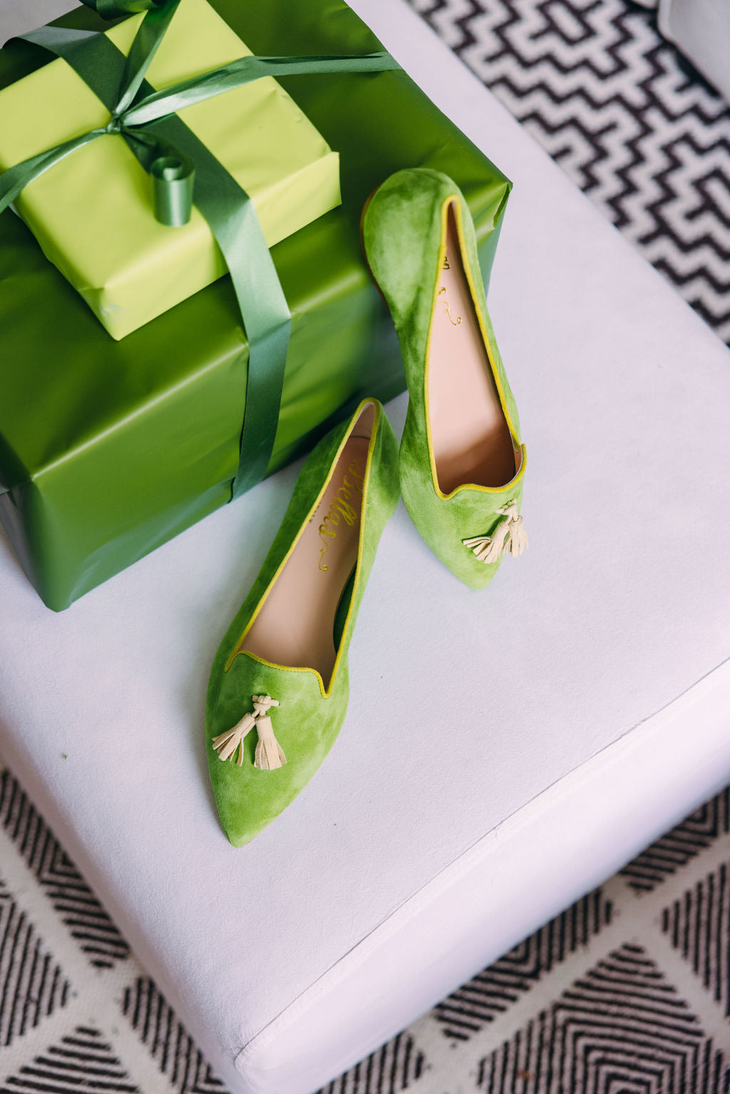 Lizard-Citrus-Lime Tassel Loafer Pointy (short tassel)