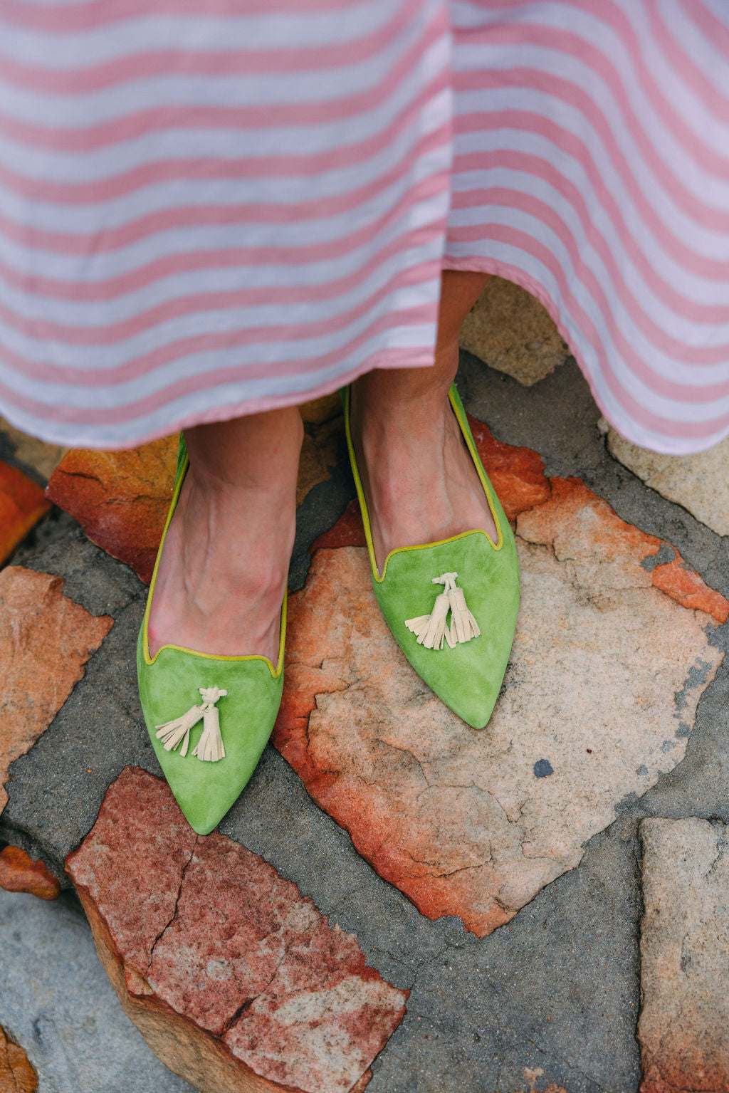 Lizard-Citrus-Lime Tassel Loafer Pointy (short tassel)