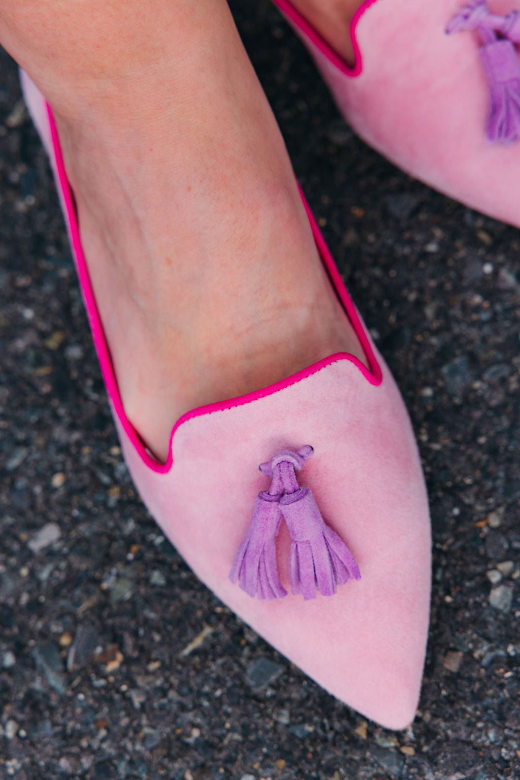 Pig Rose-Bouganville-Hot Pink Tassel Loafer Pointy (short tassel)