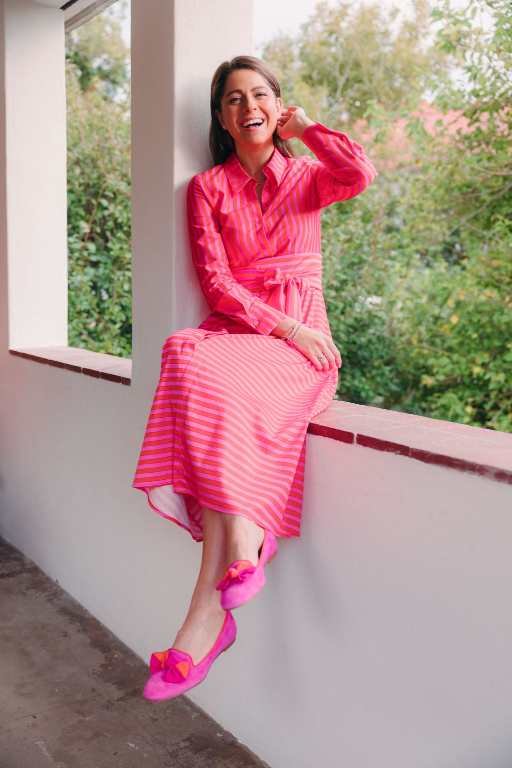 Hot Pink-Arancio Schleifenloafer