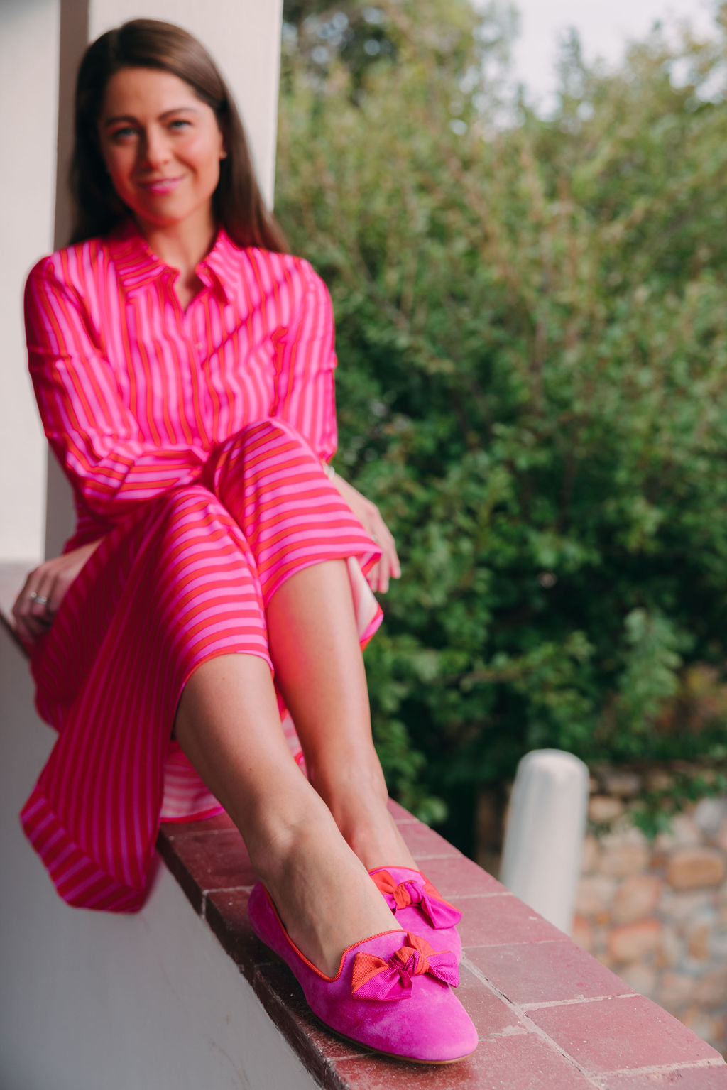 Hot Pink-Arancio Schleifenloafer