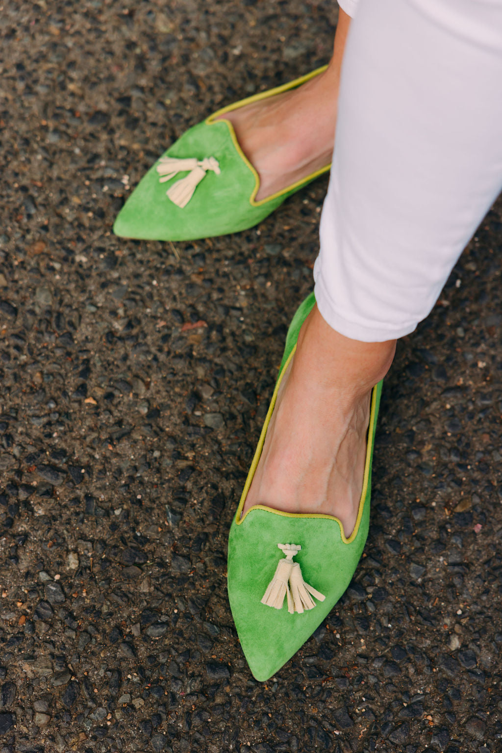 Lizard-Citrus-Lime Tassel Loafer Pointy (short tassel)