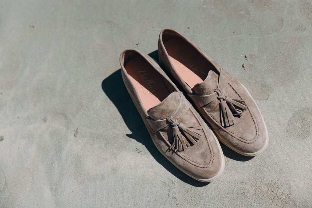 Taupe Tassel-Yachtslipper Herren