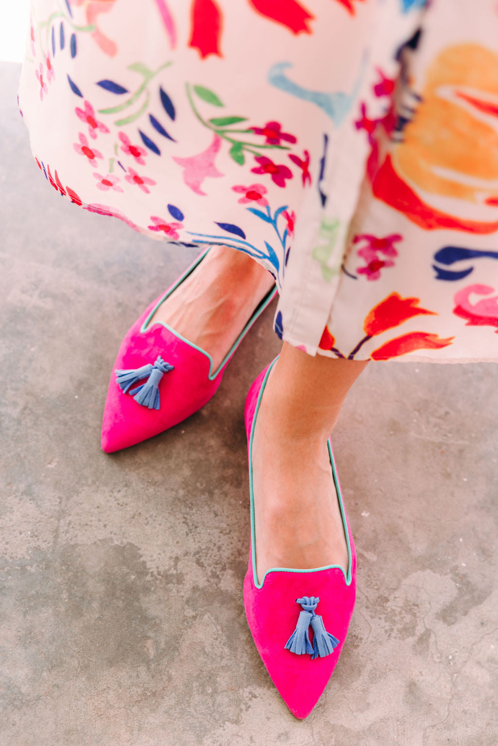Hot Pink-Onda-Tiffany Tassel Loafer Pointy (short tassel)