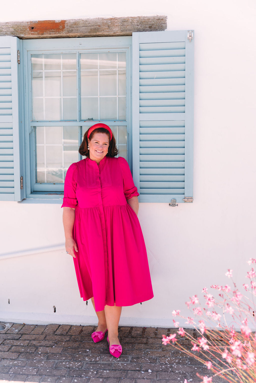 Hot pink shocking bow loafer Pointy
