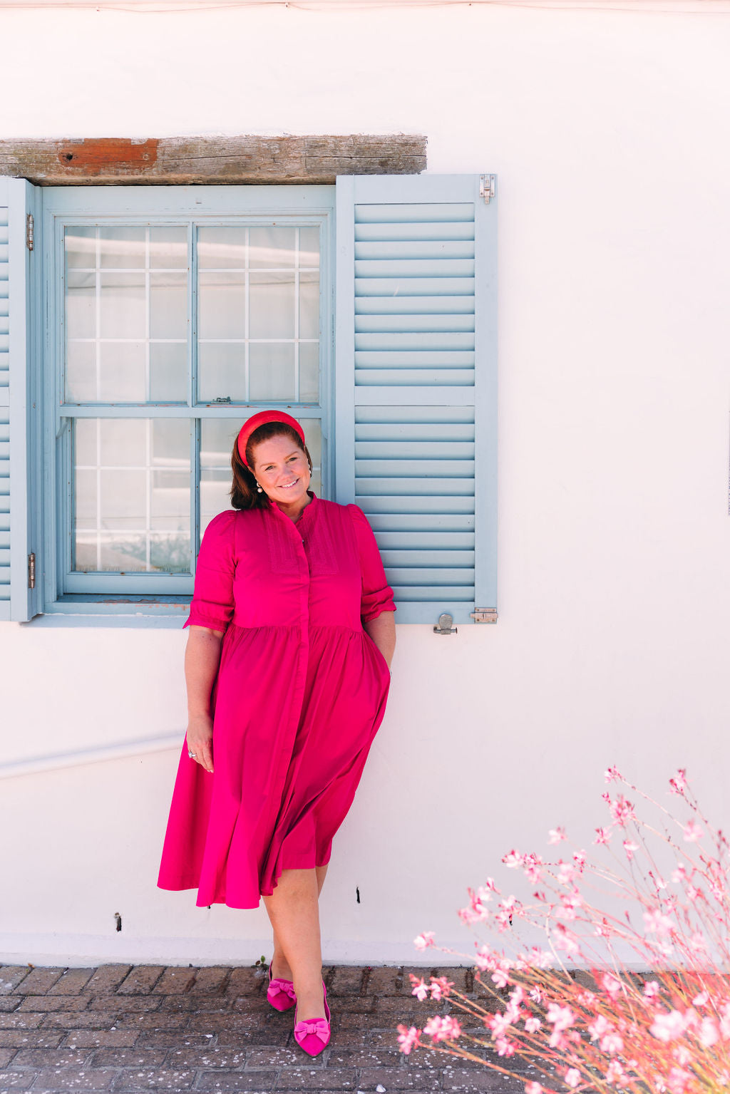 Hot pink shocking bow loafer Pointy