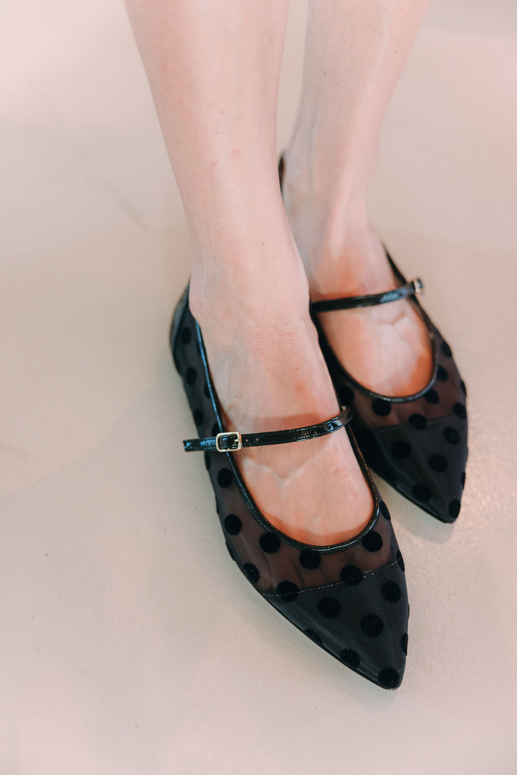 SHOOTINGSCHUH Nero Mesh Dot Mary Jane 38