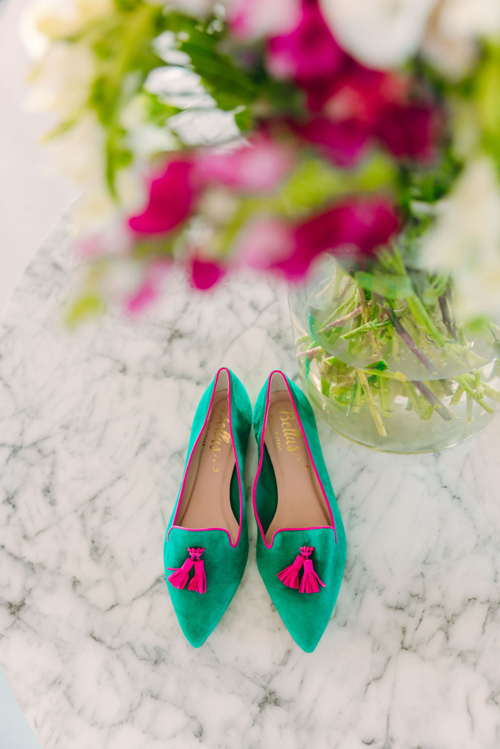 Verde Estivo-Fuxia Tasselloafer Pointy (short tassel)
