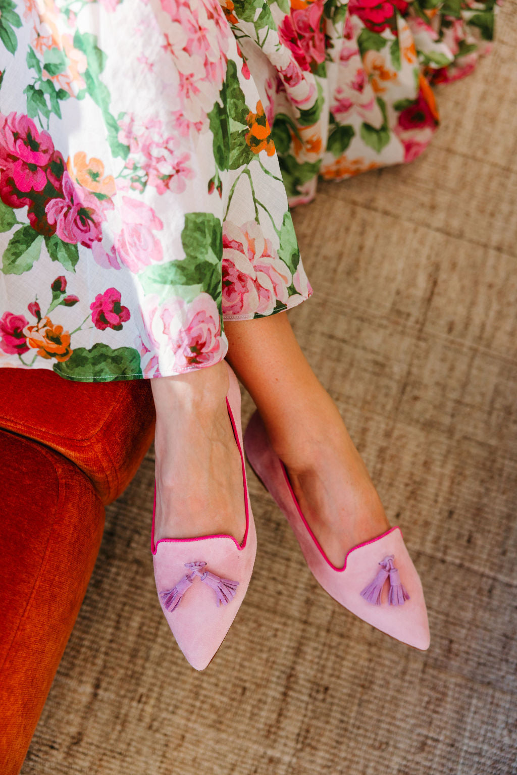 Pig Rose-Bouganville-Hot Pink Tassel Loafer Pointy (short tassel)