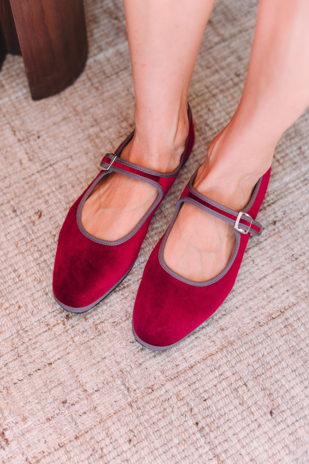 Mary Jane Furlane Velluto Bordo