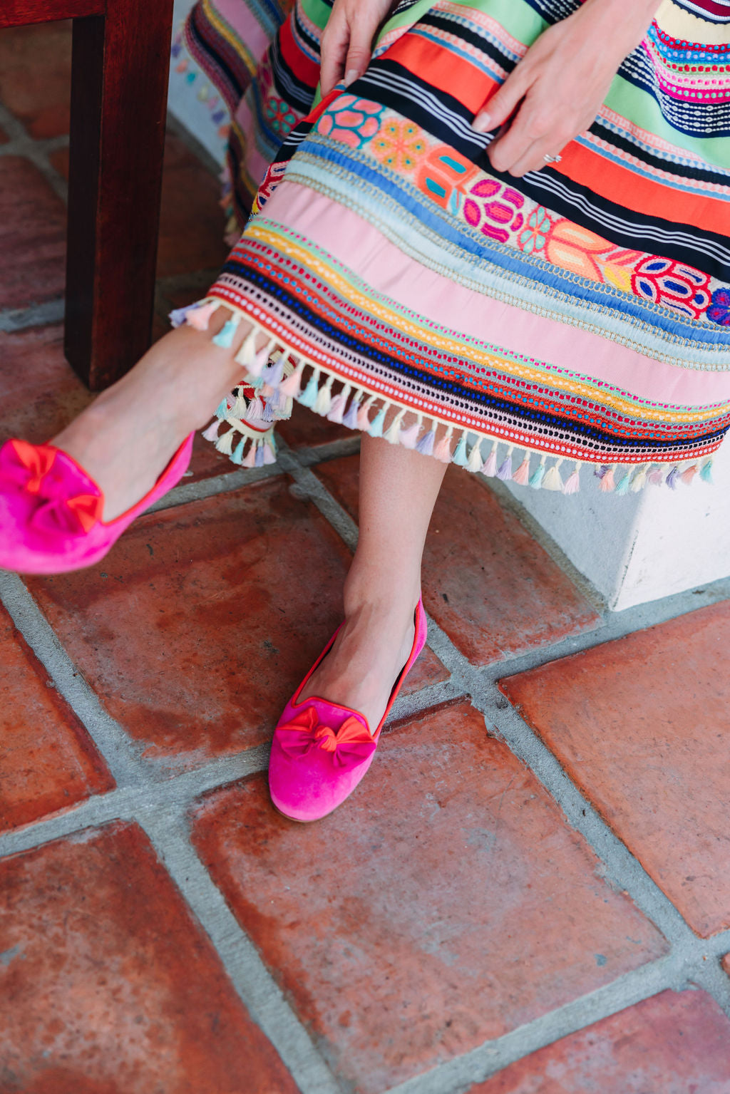Hot Pink-Arancio Schleifenloafer