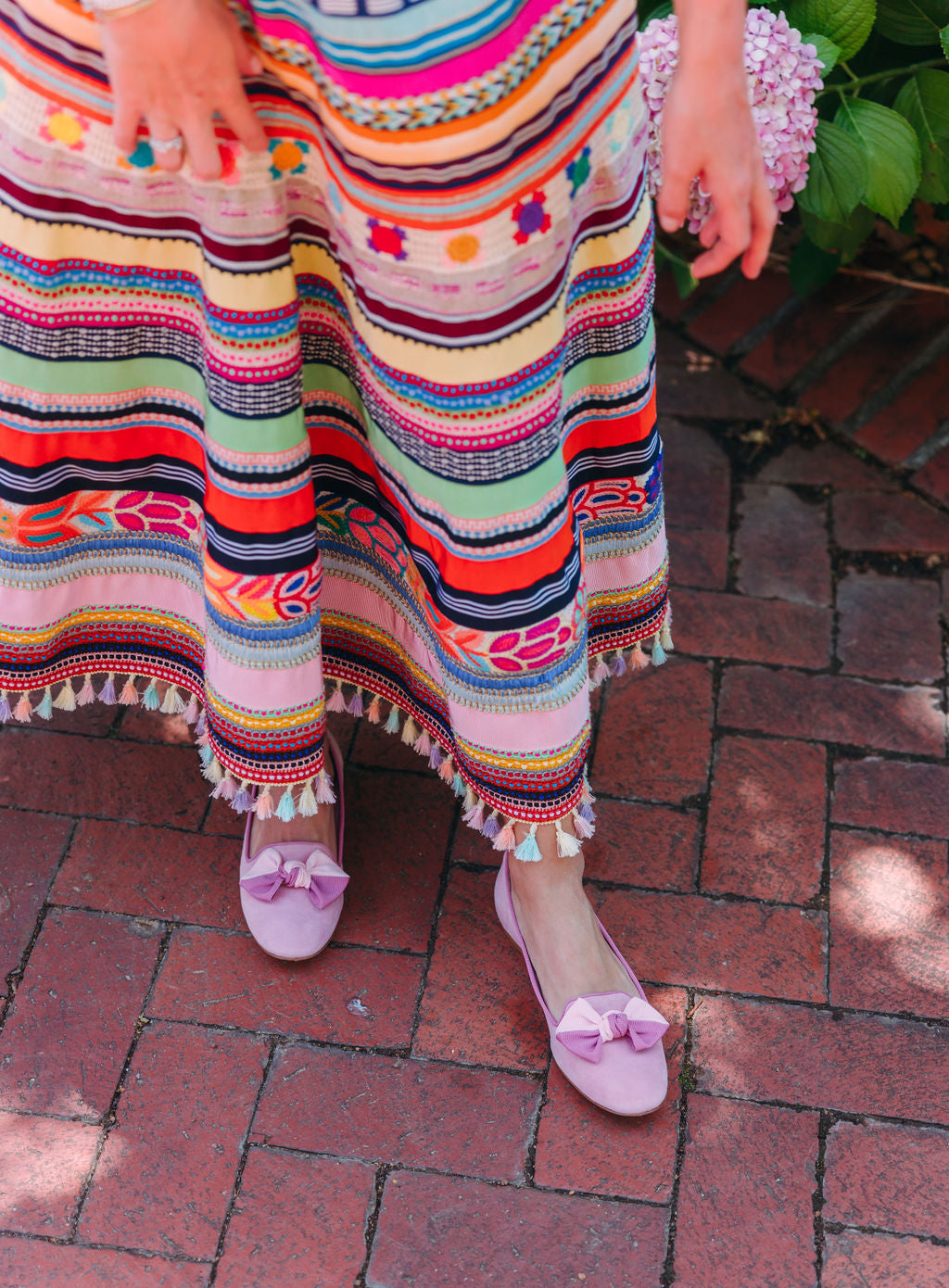 Pig Rose-Ortensia bow loafers