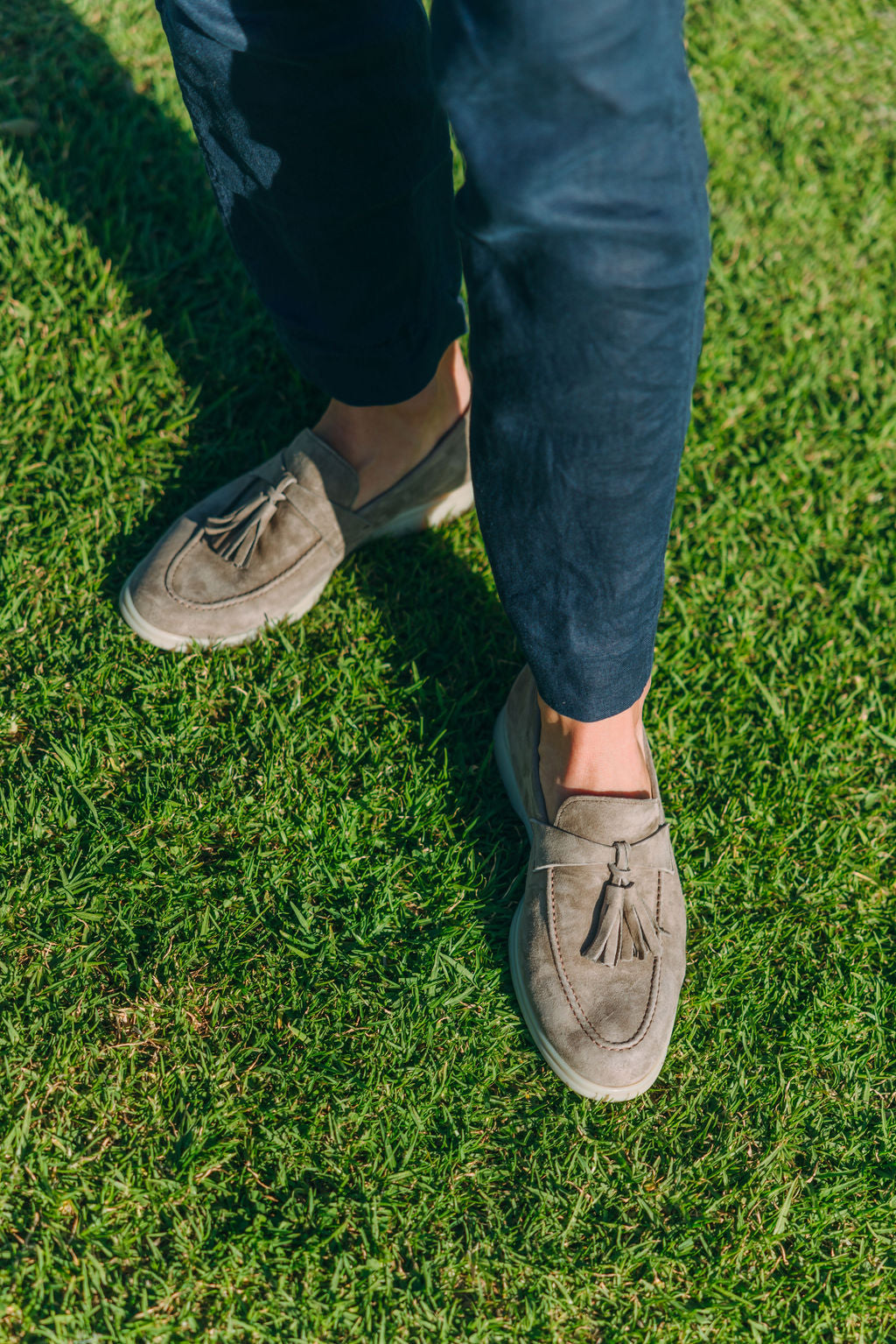 Taupe Tassel-Yachtslipper Herren