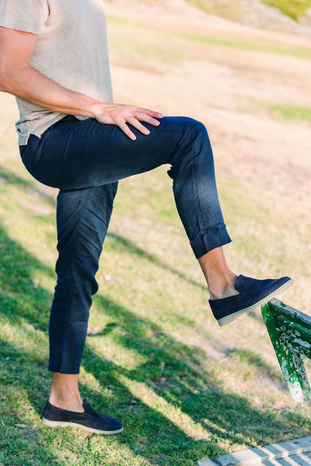 Herren Yachtslipper Navy - beige Sohle