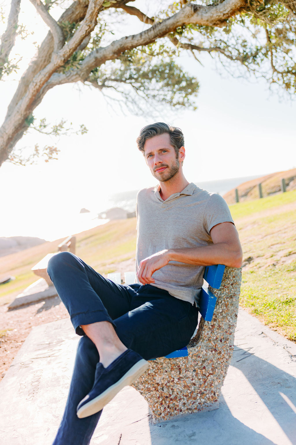 Herren Yachtslipper Navy - beige Sohle