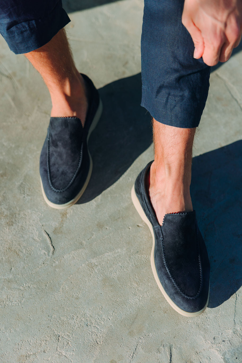 Herren Yachtslipper Navy - beige Sohle