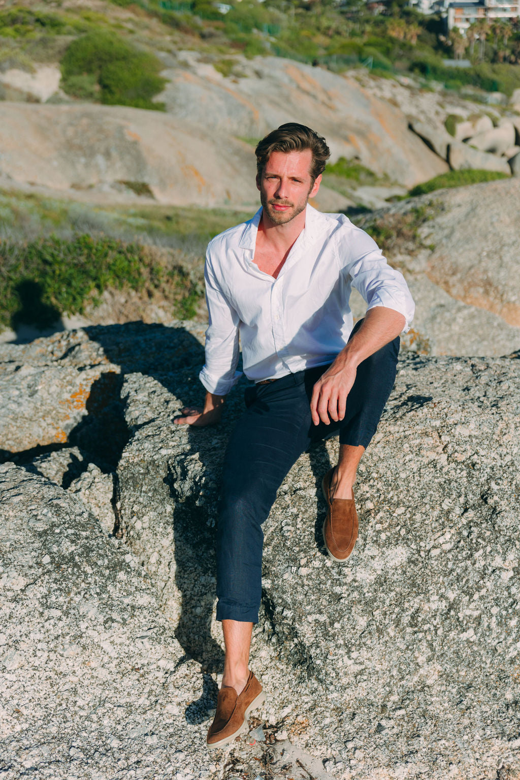 MEN yacht slippers Marrone beige sole