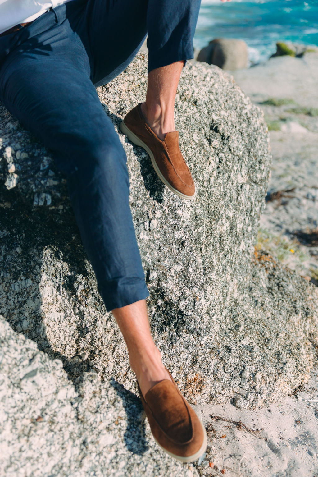 MEN yacht slippers Marrone beige sole
