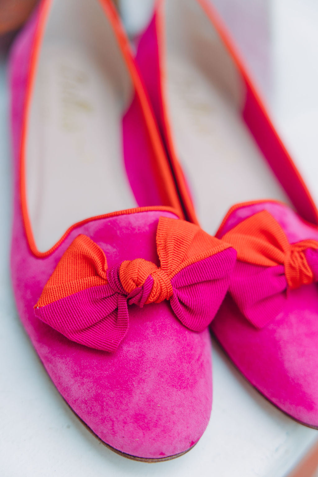Hot Pink-Arancio Schleifenloafer