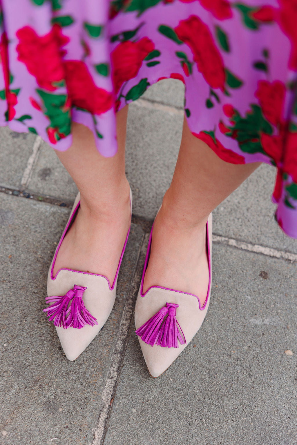 Ecru-Confetti Tassel Loafer Pointy (long tassel)