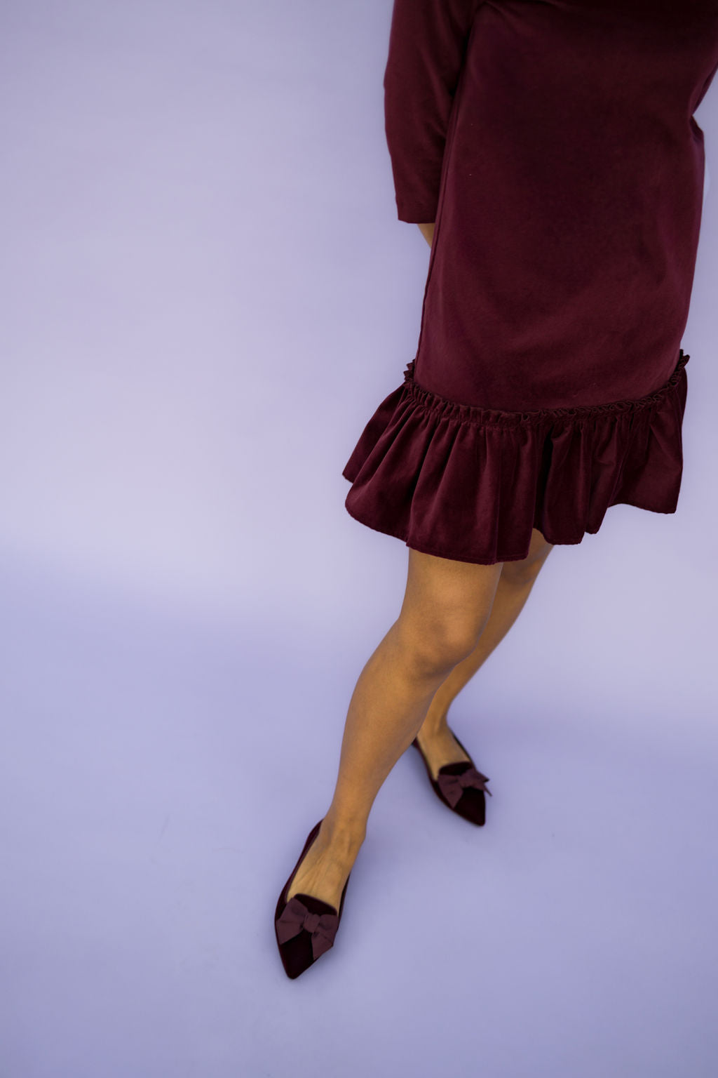 Bordeaux - Uva Samt Schleifenloafer Pointy