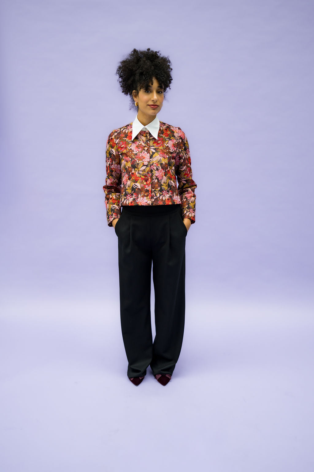 Bordeaux - Uva Samt Schleifenloafer Pointy