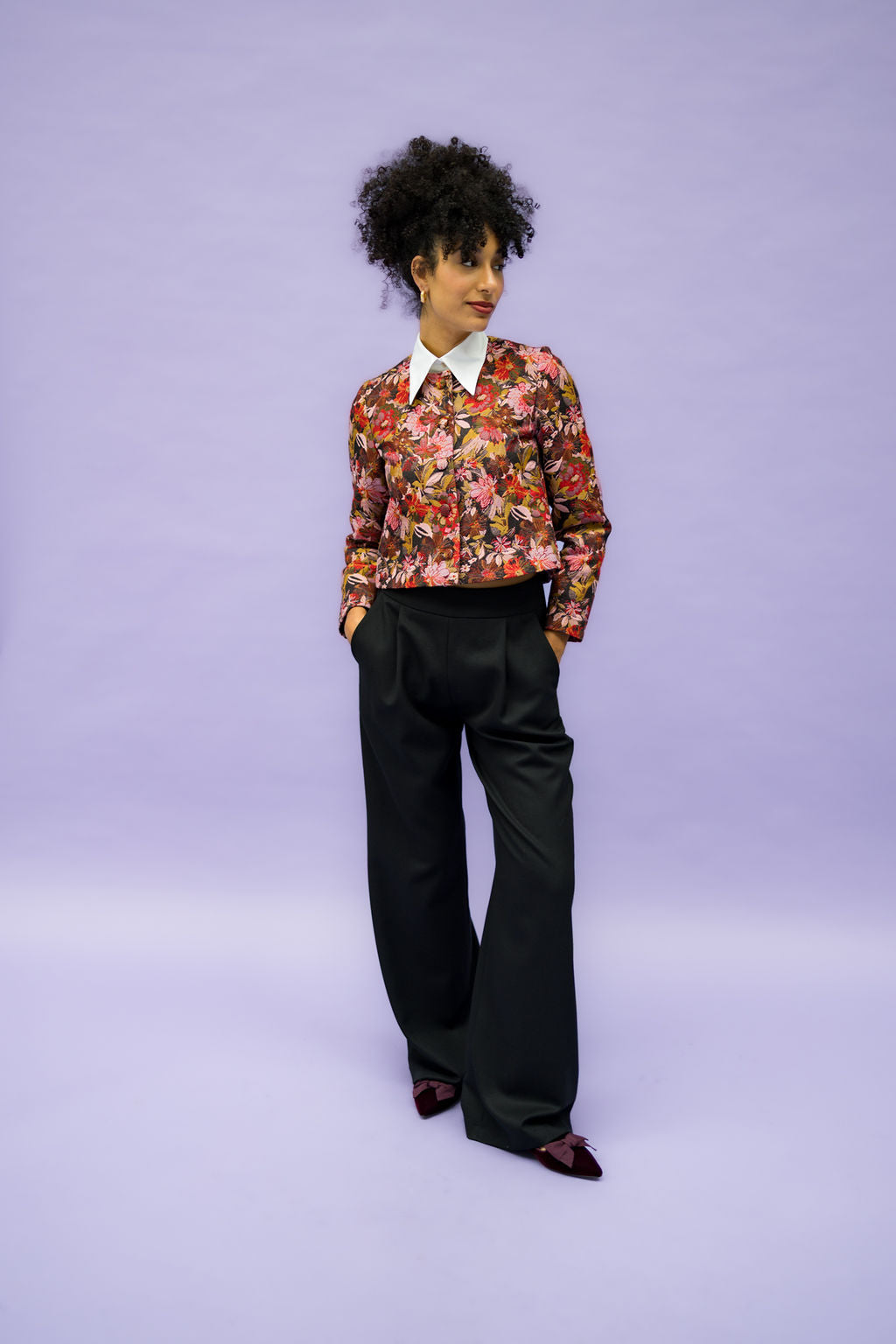 Bordeaux - Uva Samt Schleifenloafer Pointy