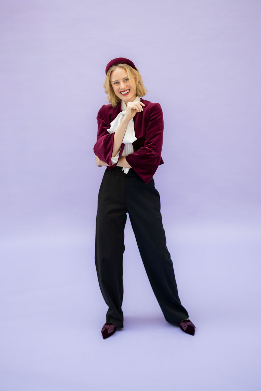 Bordeaux - Uva Samt Schleifenloafer Pointy