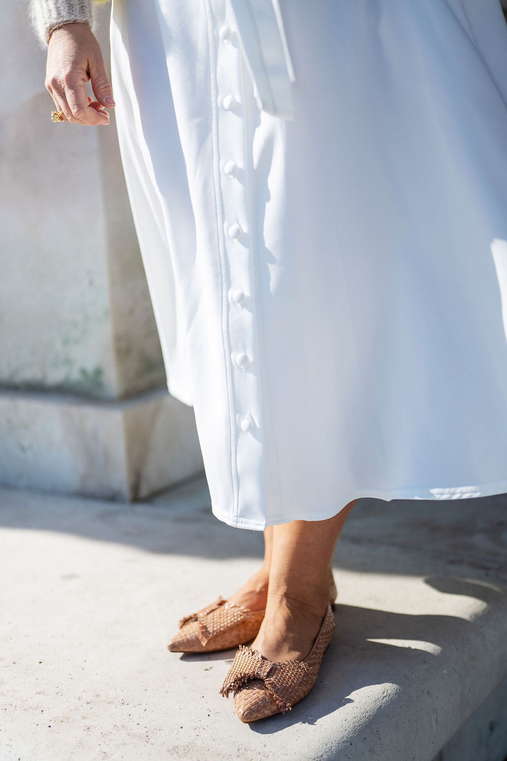 Nude Woven Schleifenloafer Pointy