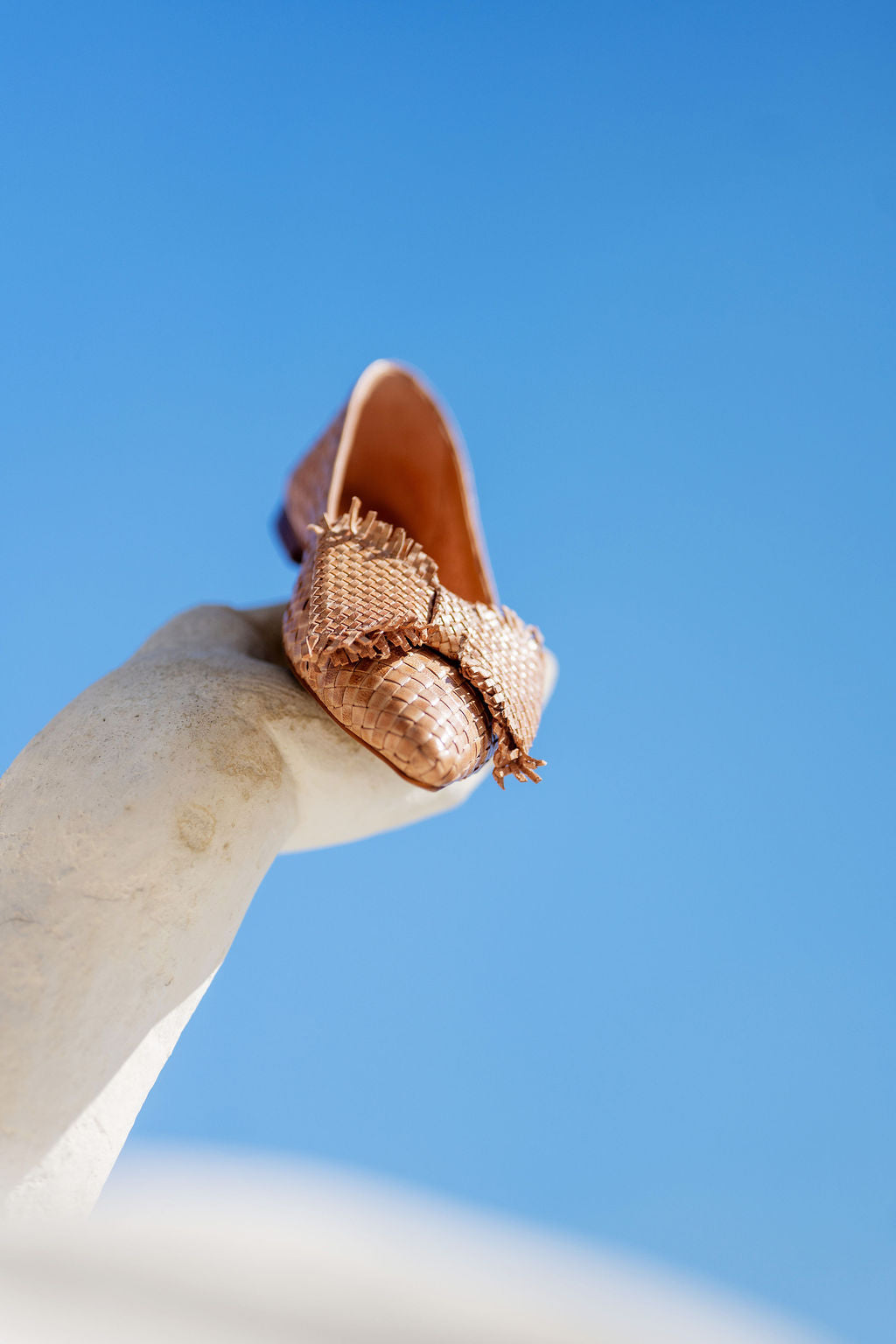 Nude Woven Schleifenloafer Pointy