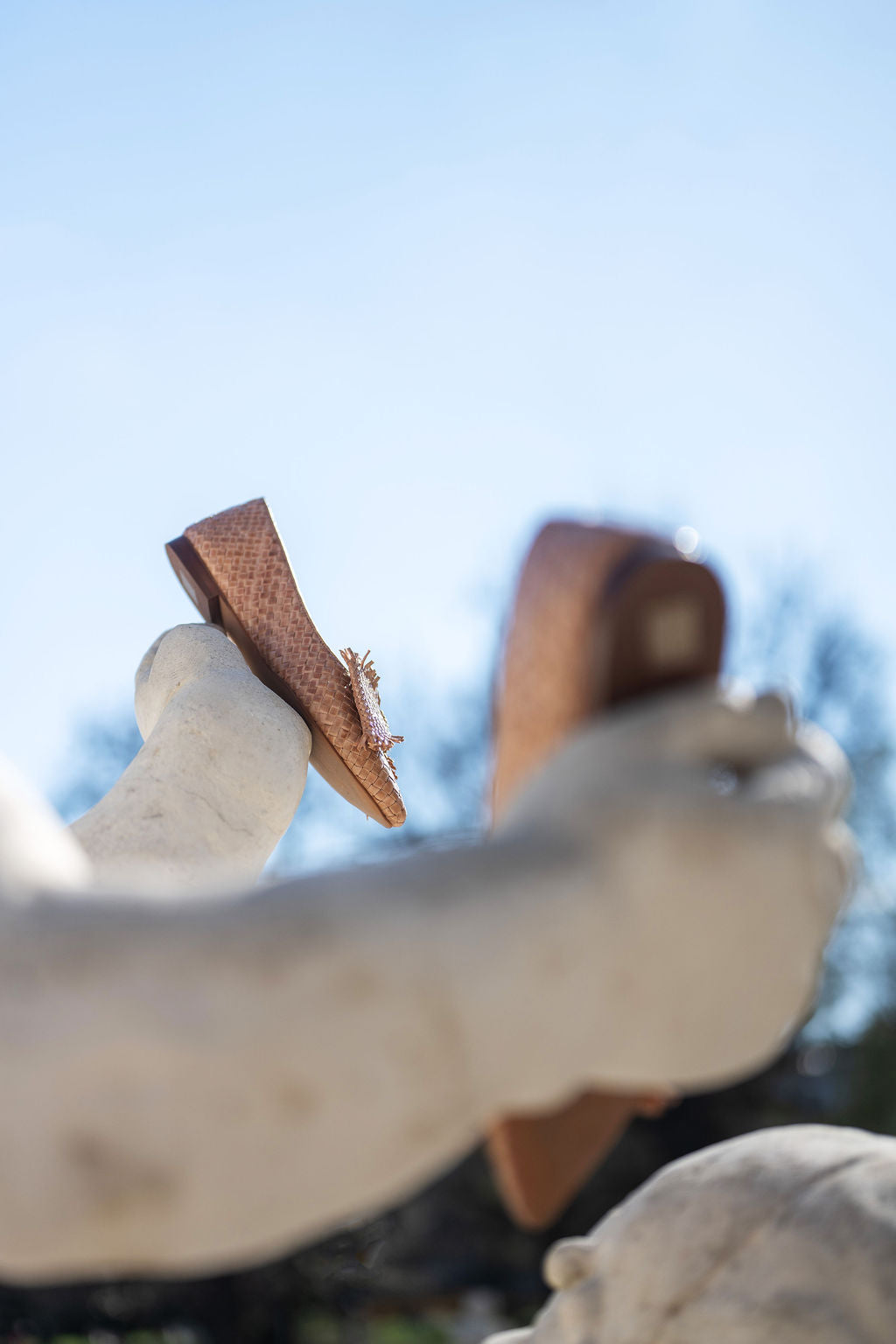 Nude Woven Schleifenloafer Pointy