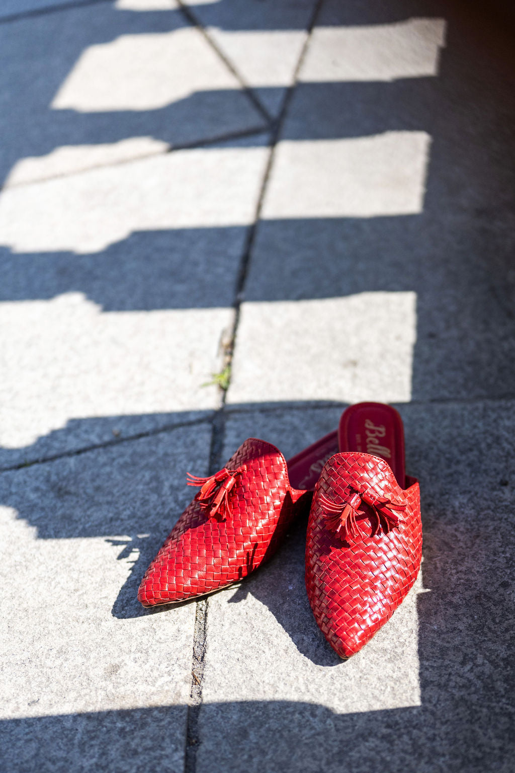 Red Woven Tassel Mules