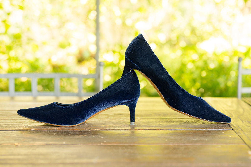Navy Velvet Pumps