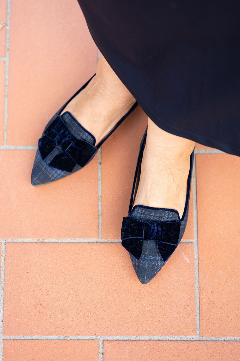 Blu-Marrone Karo Schleifenloafer Pointy