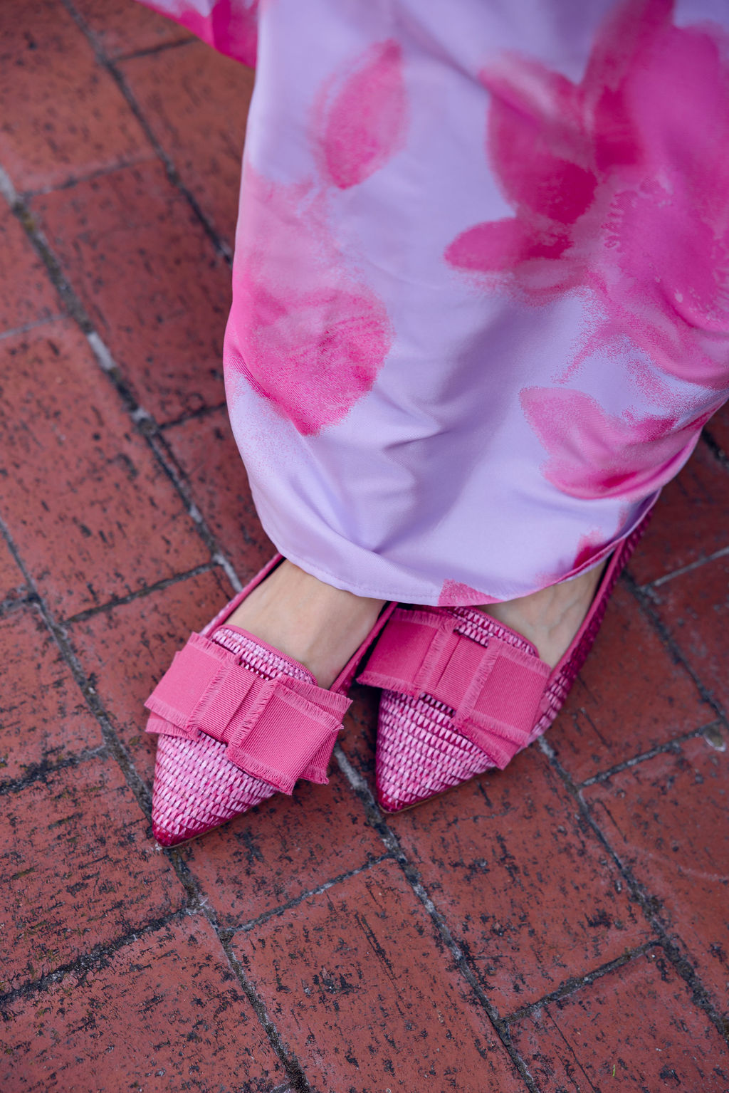 Rosa Raffia Schleifenloafer Pointy