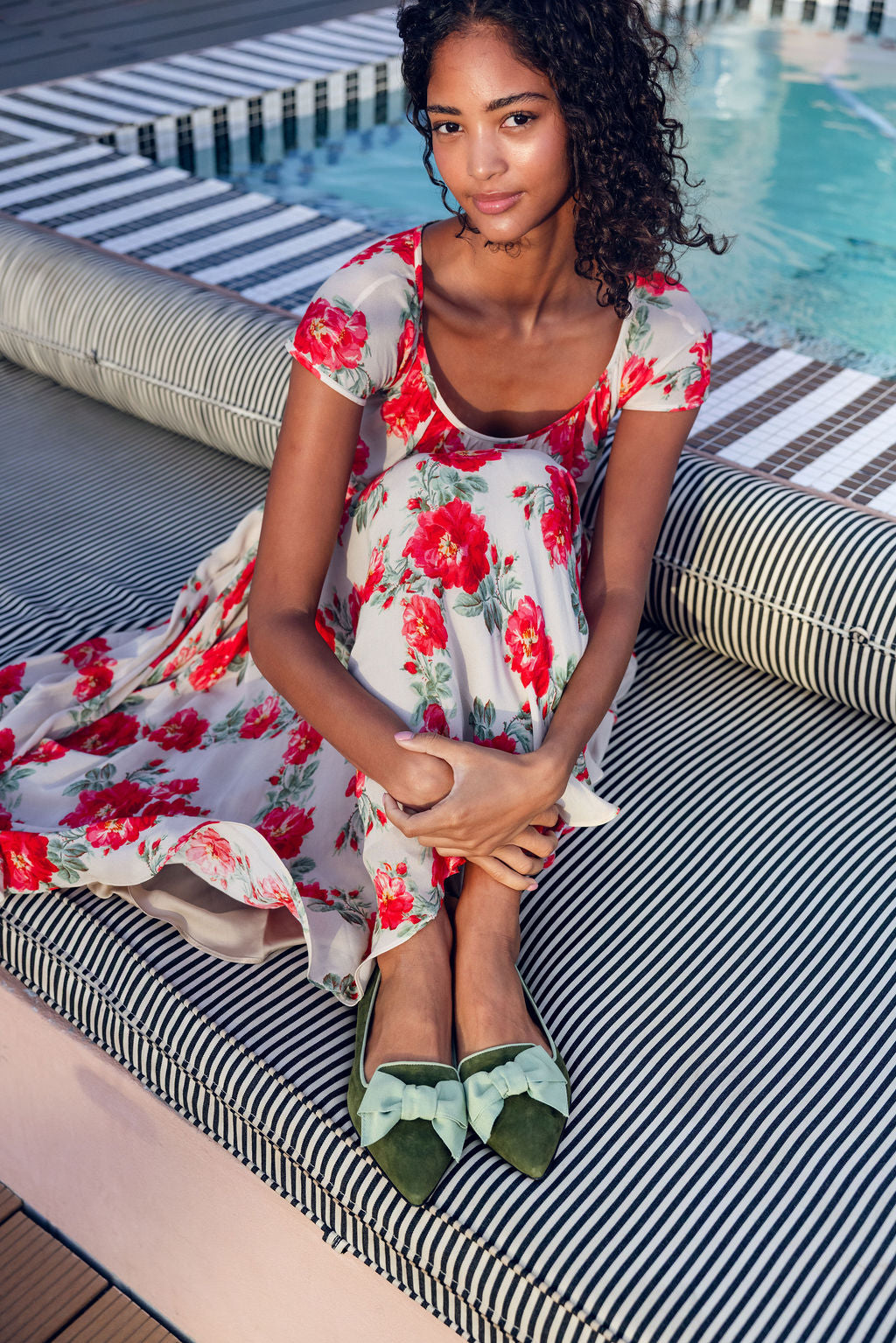 Khaki-Salvia Schleifenloafer Pointy