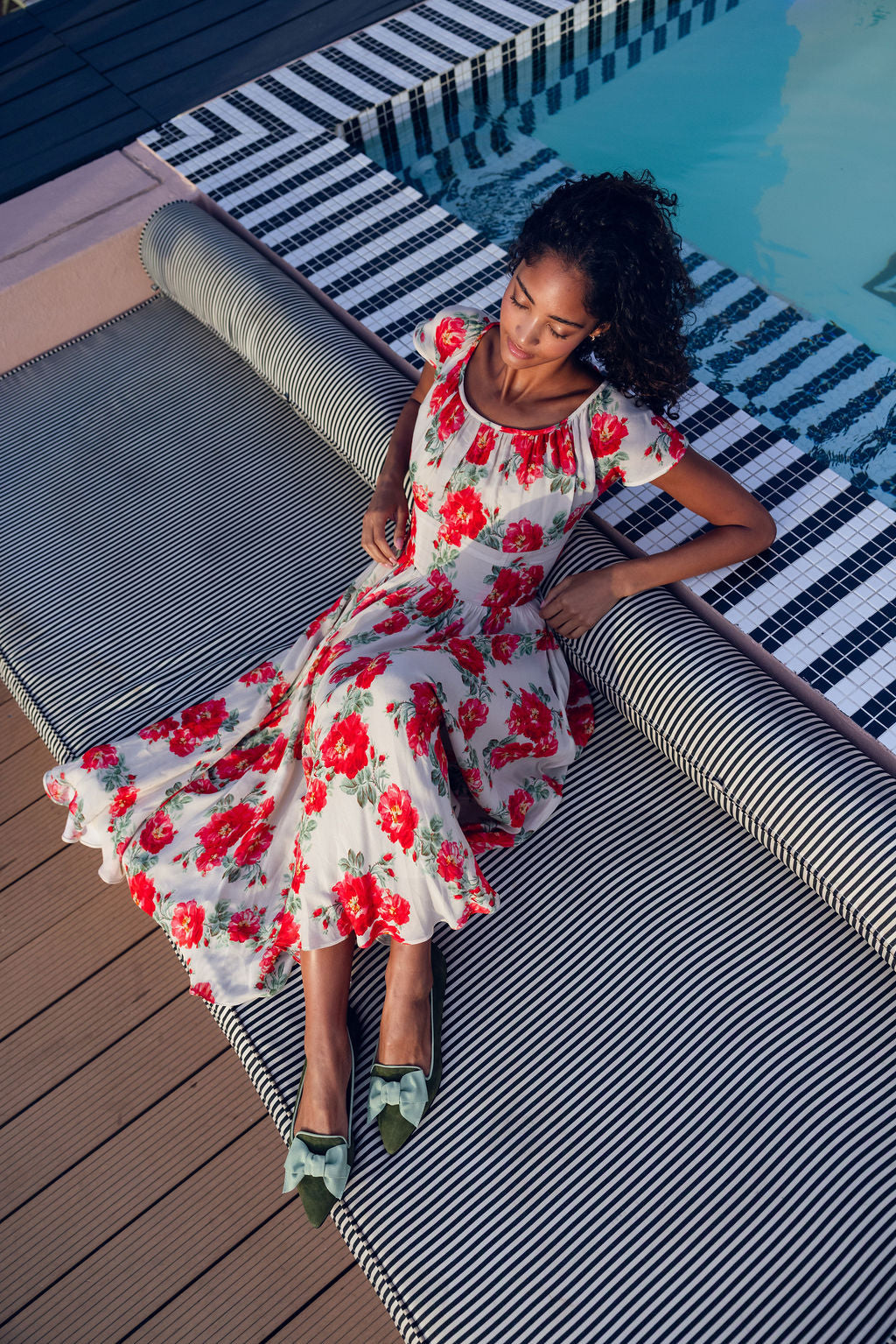 Khaki-Salvia Schleifenloafer Pointy