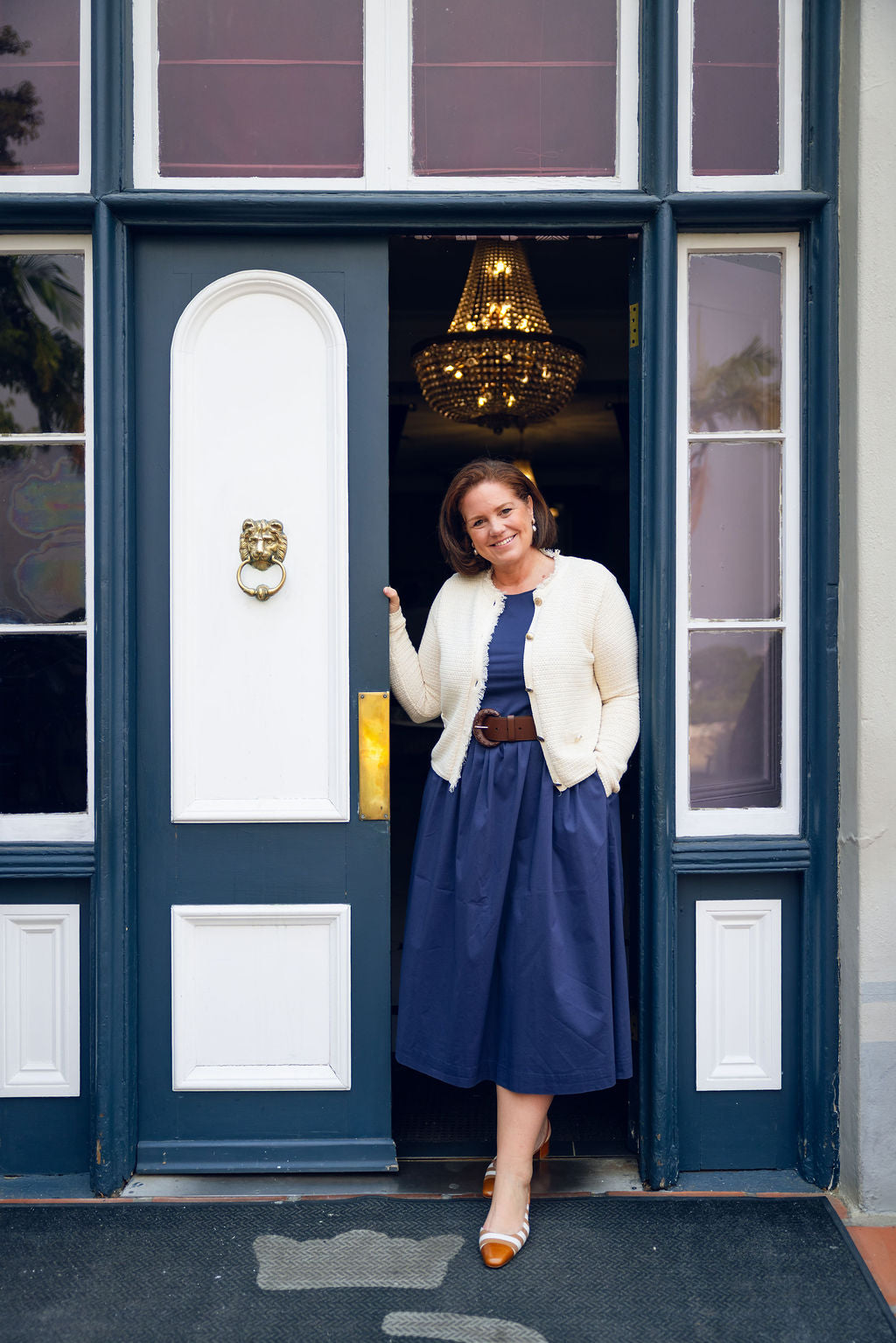 Cognac Stripes Slingback