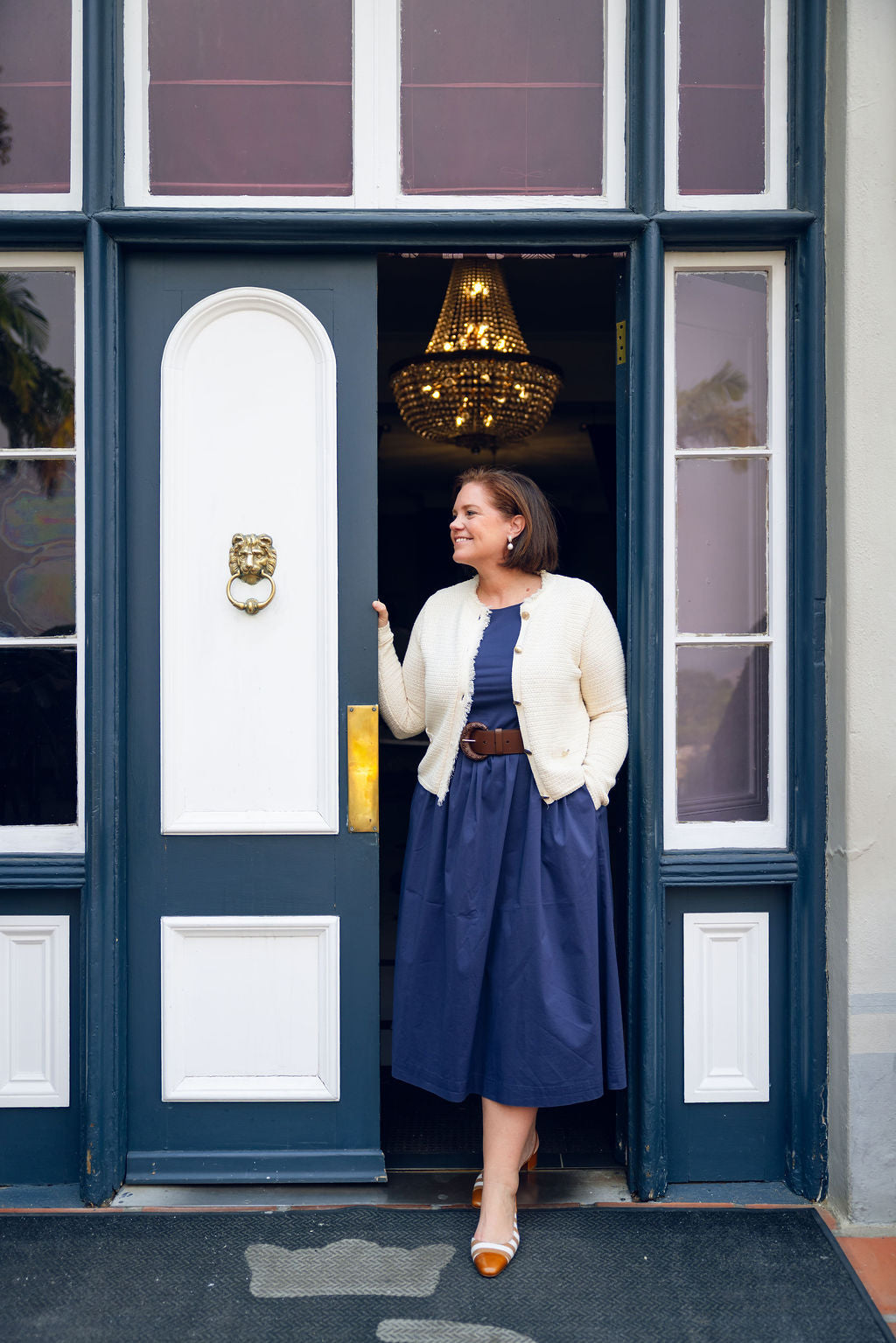 Cognac Stripes Slingback