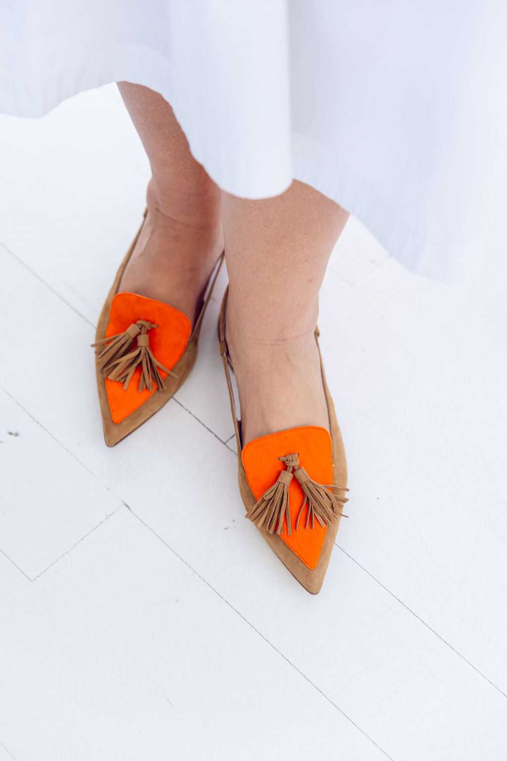 Tan-Mandarino Tassel Slingback