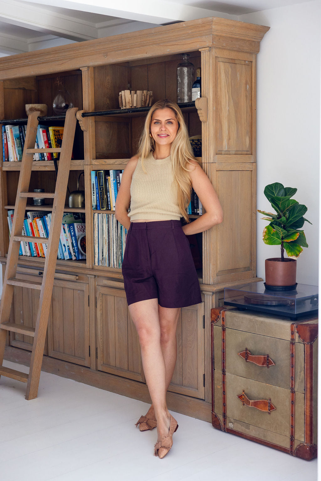 Nude Woven Schleifenloafer Pointy