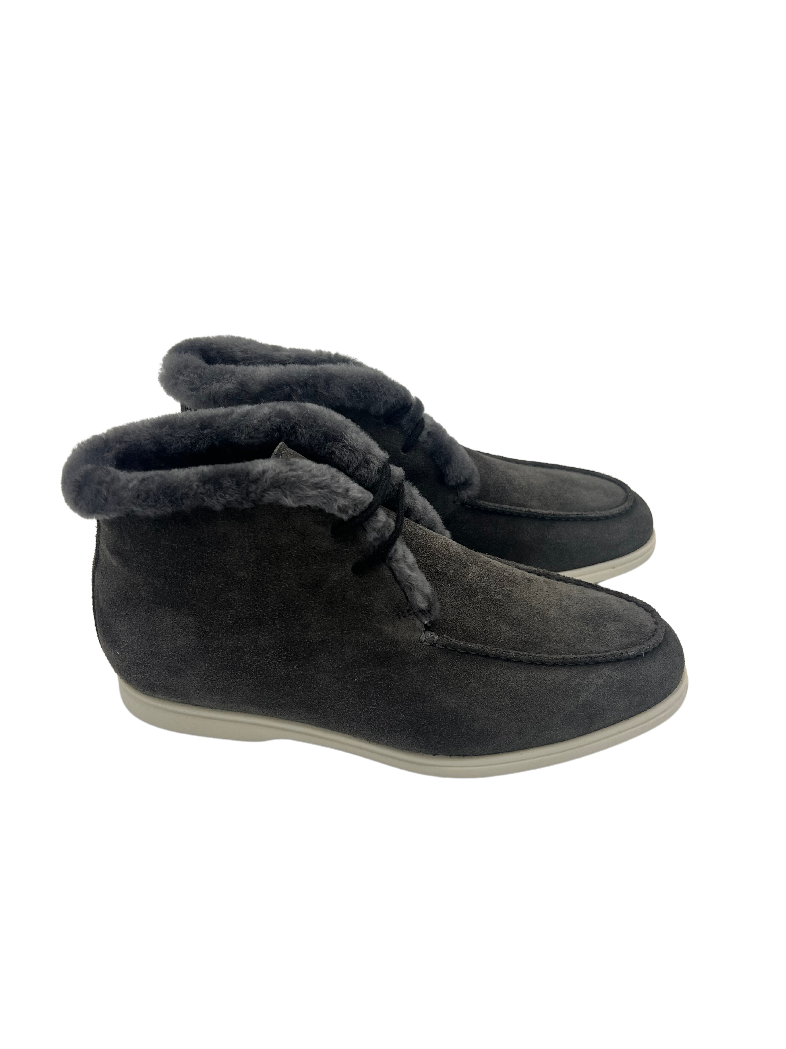 Schnür-Stiefelette Anthrazit gefüttert