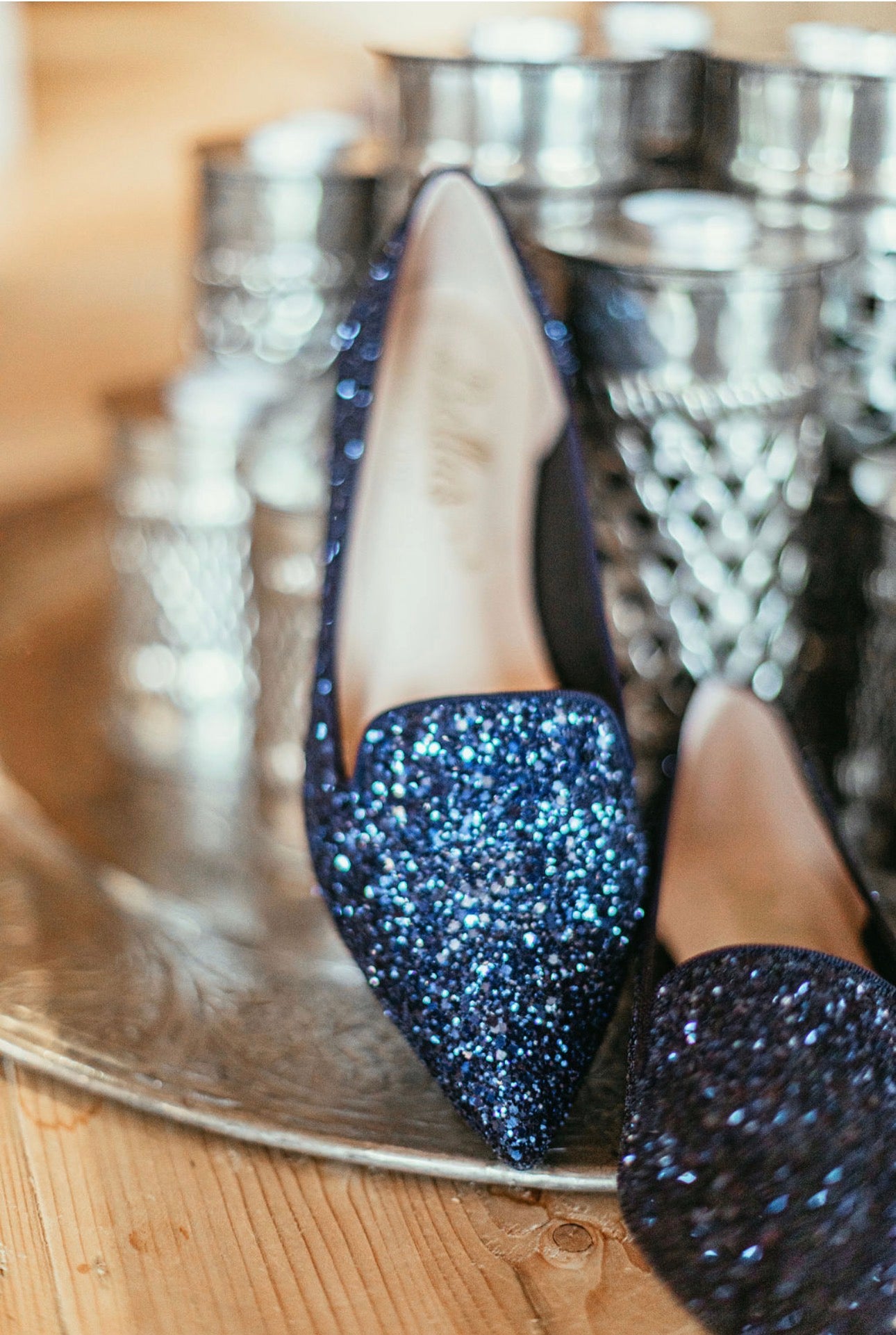 Blu Marina Glitter Pointy Loafer
