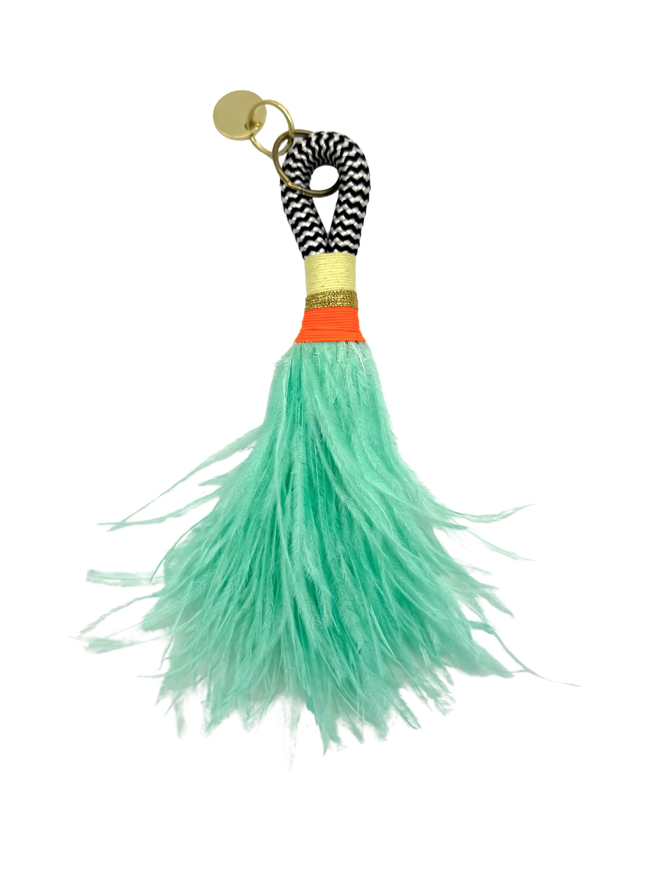 Mint Schlüsselanhänger Federn (oranges Bänder-Detail)