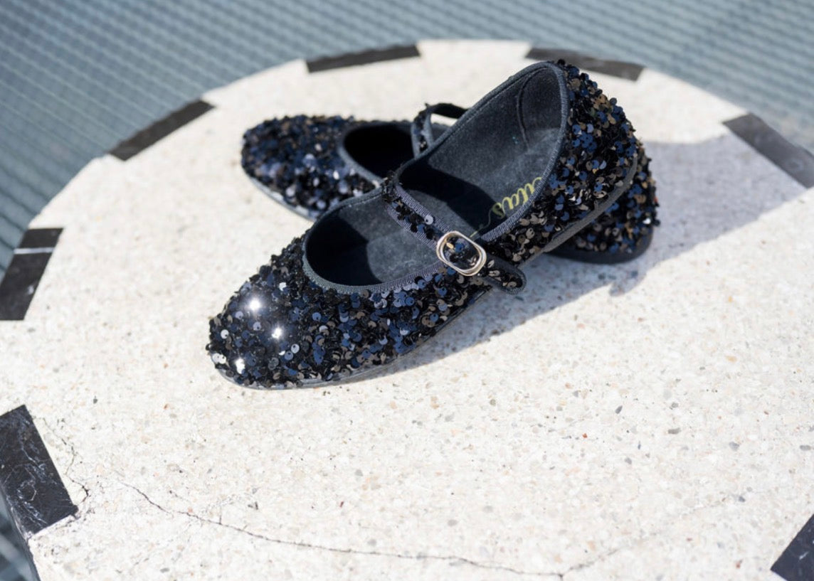 SHOOTINGSCHUH Negro Mary Jane Furlane Pailletten (Vegan) 41