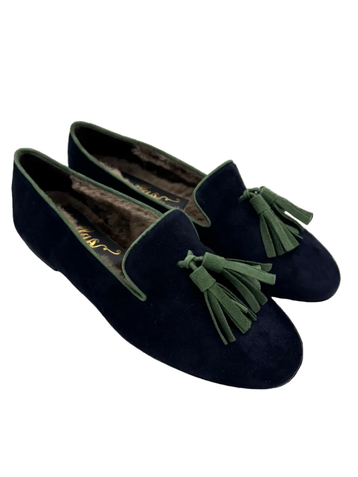 Blu Notte-Verde Tasselloafer gefüttert