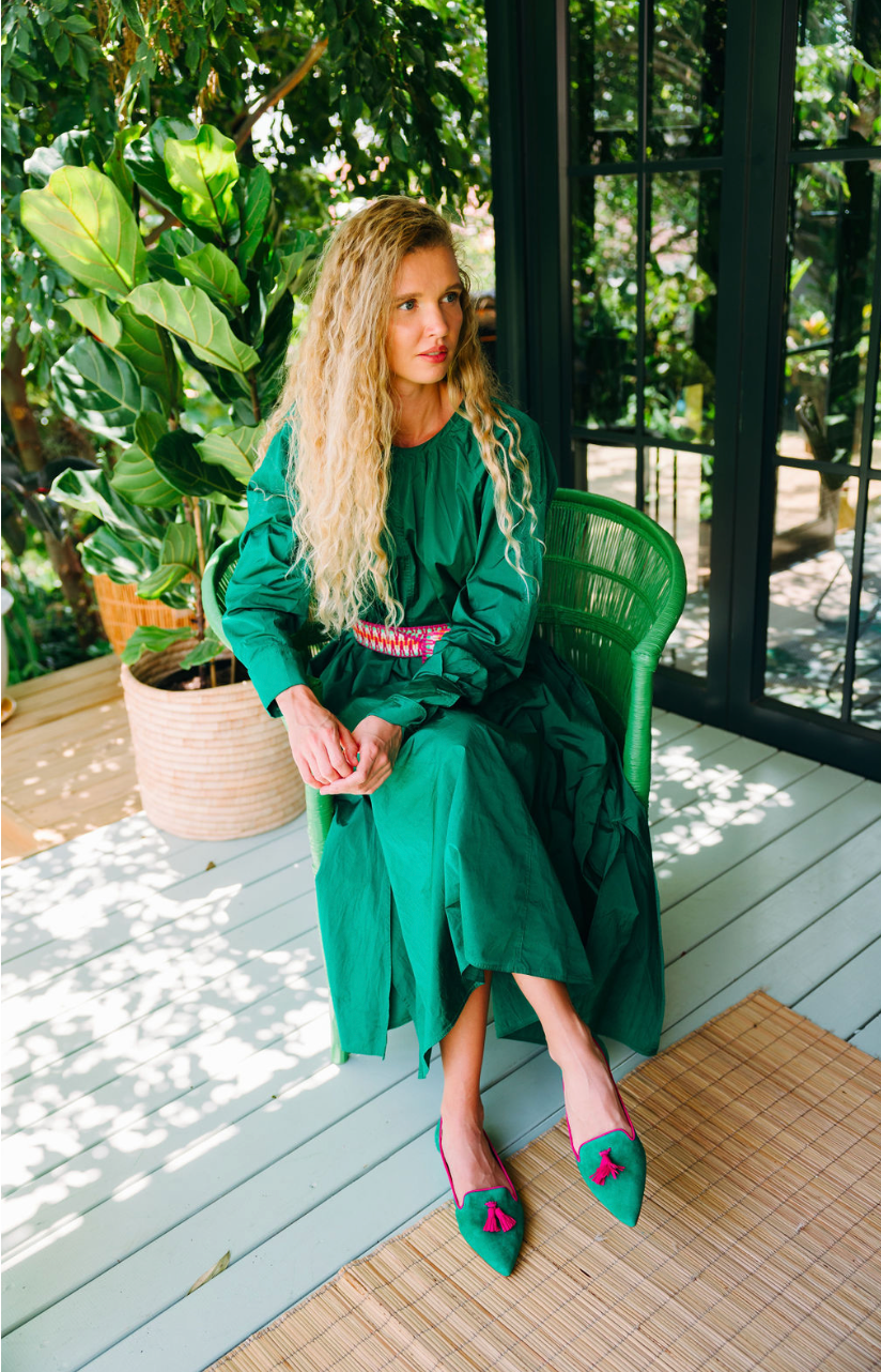 Verde Estivo-Fuxia Tasselloafer Pointy (short tassel)