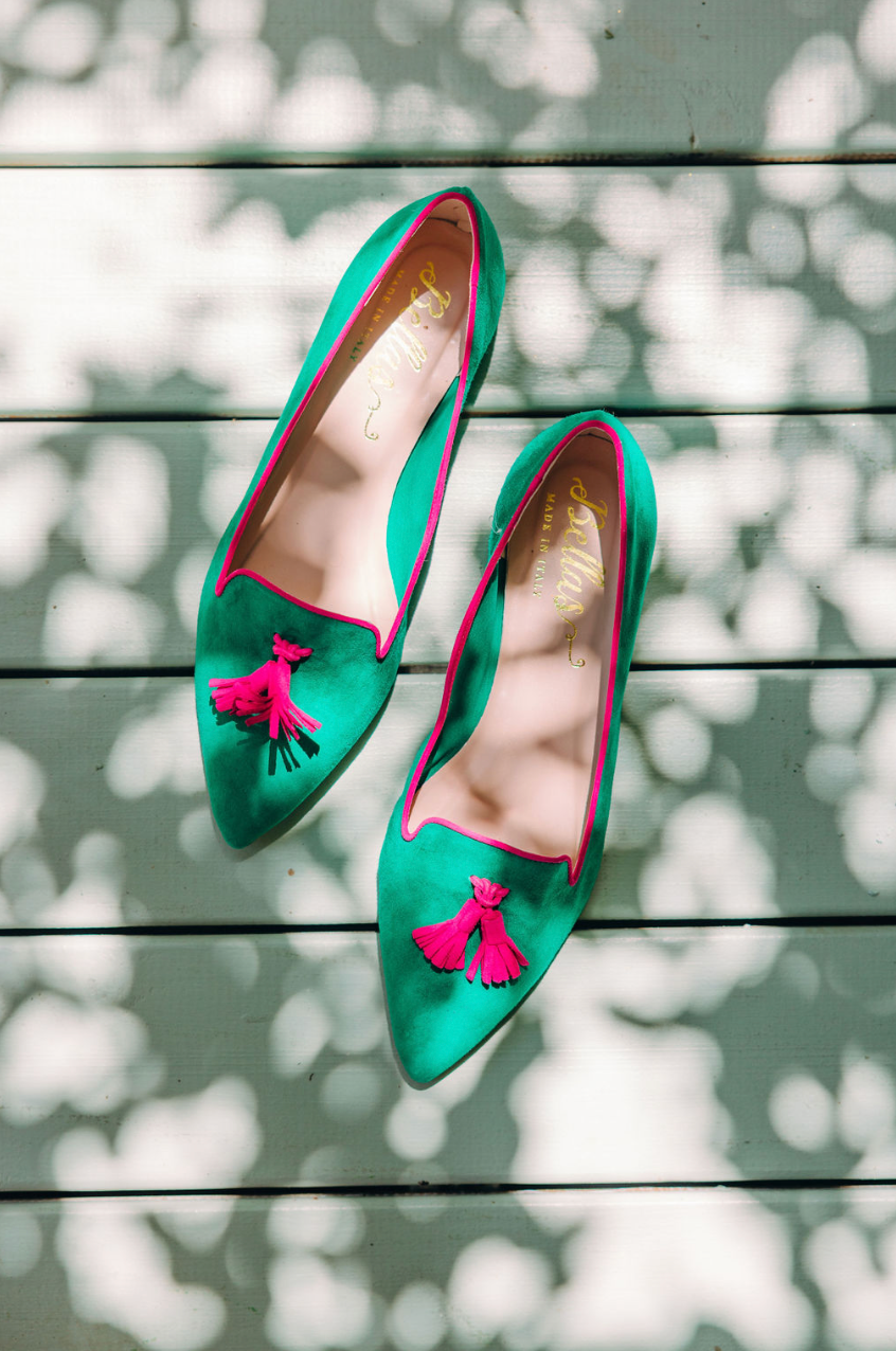 Verde Estivo-Fuxia Tasselloafer Pointy (short tassel)