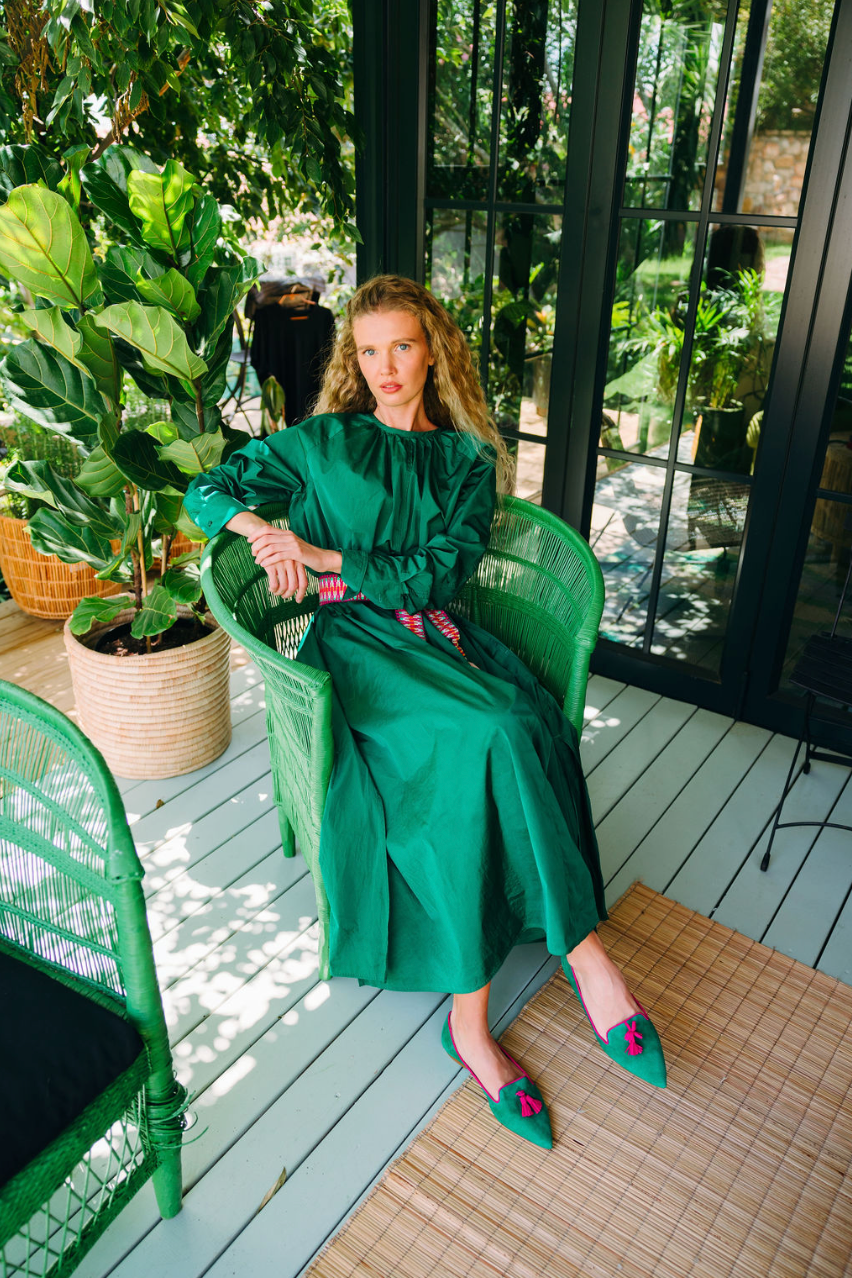 Verde Estivo-Fuxia Tasselloafer Pointy (short tassel)